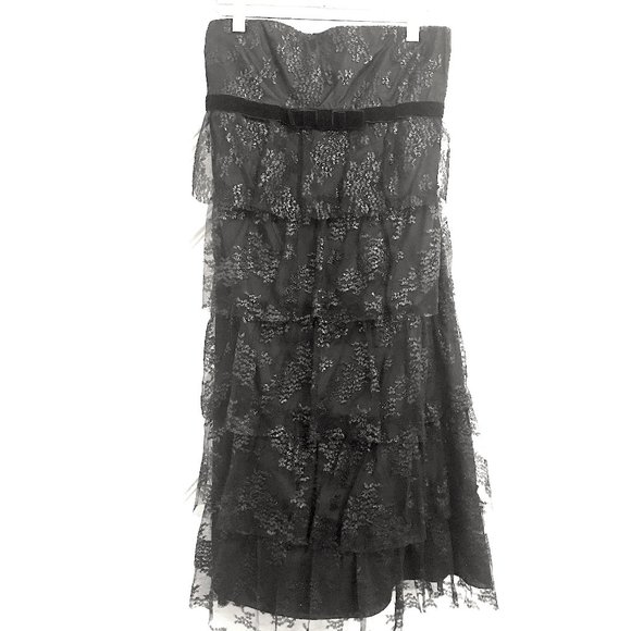Anthropologie Dresses & Skirts - Anthropologie | Tiered Ruffle Lace Strapless Sheath Dress
